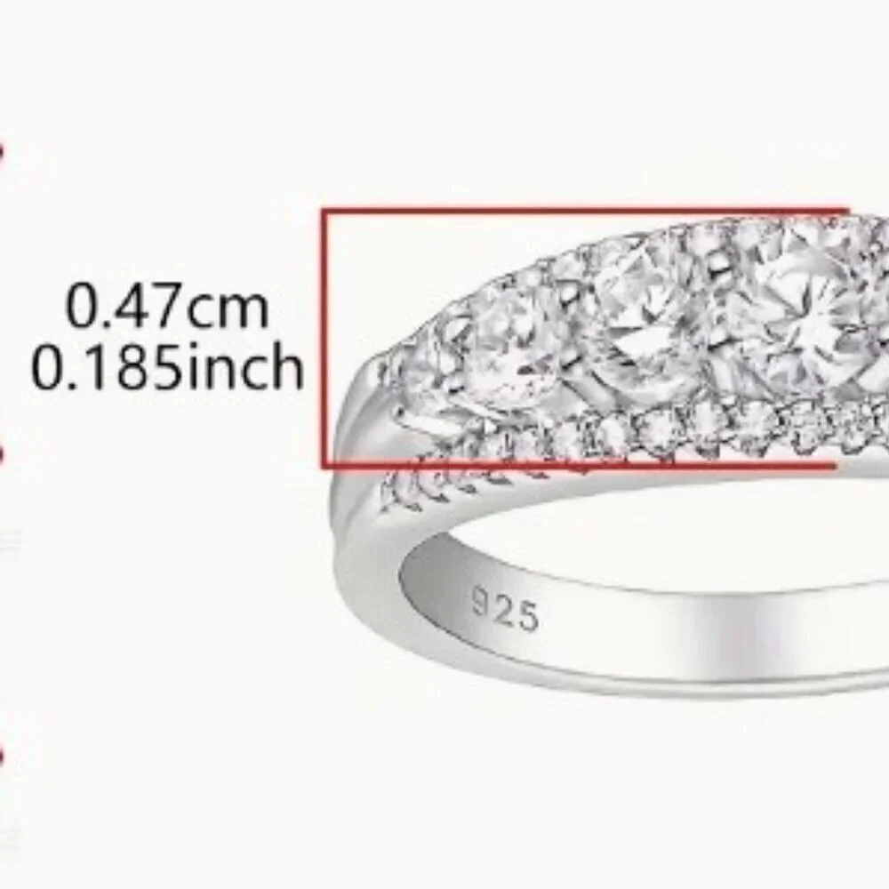 925 Silver Eternal Love Synthetic Zirconia Ring Full-Set Luxury Ring Women size